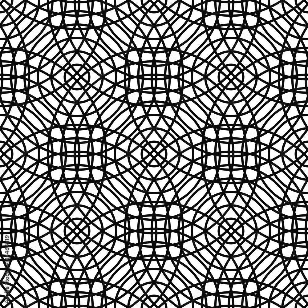 Poster repeating monochrome abstract cirlce grid pattern