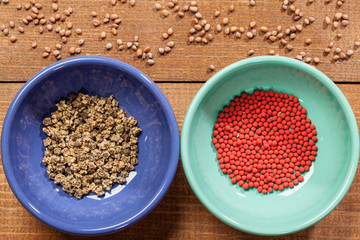 Dry seeds in bowls