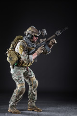 US Army Soldier on Dark Background