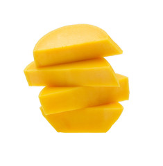 Fresh mango slices isolated on white background