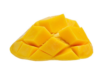Fresh mango slices isolated on white background