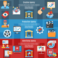 Advertising Flat Horizontal Banners Set