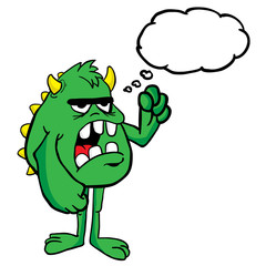angry monster with thought bubble