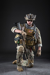 US Army Soldier on Dark Background