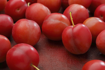 Red mirabelle plum fruits