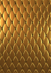 The gold leather texture of the quilted skin