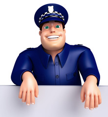 3D Rendered illustration of Police with white board