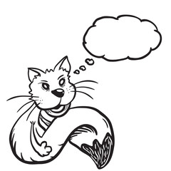 black and white cat with speech bubble.eps