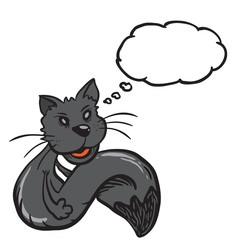black cat with speech bubble
