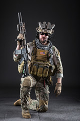 US Army Soldier on Dark Background