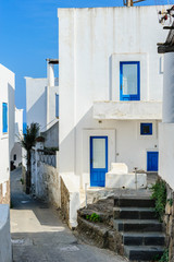 Architecture detail of a street on Panarea island, Italy.
