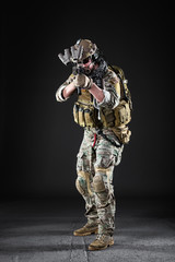 US Army Soldier on Dark Background