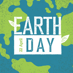 Grunge Earth Day Logo.  "Earth day, 22 April". Earth day celebra