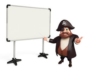 3D Rendered illustration of pirate with white board