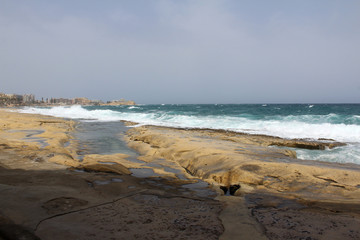 Cliff Waves, Mediterranean Sea, Republic of Malta
