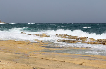 Cliff Waves, Mediterranean Sea, Republic of Malta
