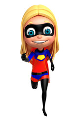 cute girl as a superhero running pose