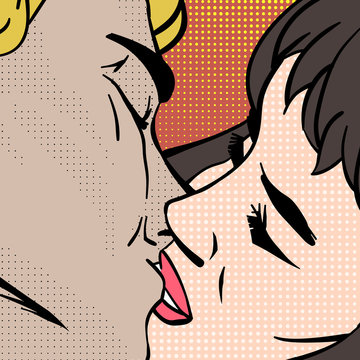 Kissing Couple Illustration. File contains separate solid colors