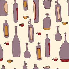 Wine bottles seamless pattern