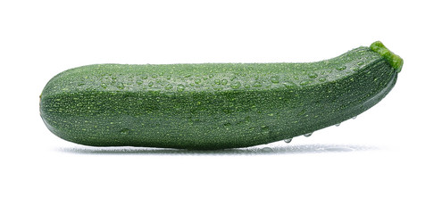 zucchini with water drops on white background