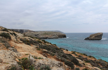 Big Rocks and Mediterranean Sea, Gozo, Republic of Malta
