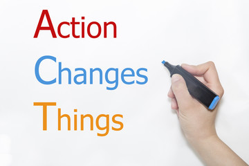 action, changes, things word 