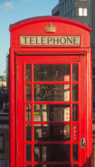 Red telephone box in London