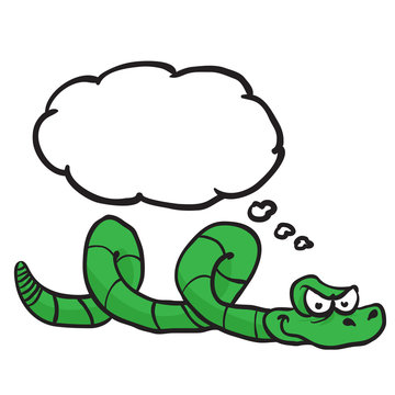 green snake with thought bubble