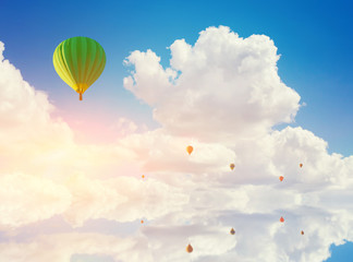 Fototapeta premium colorful hot air balloons flying over water