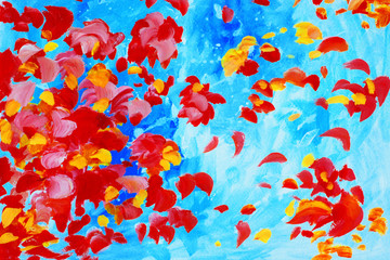 watercolor painting with rose petals, illustration, background,wallpaper