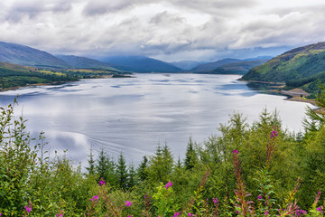 View of Loch Carron, Scotland. This is a sea loch on the west coast of Ross and Cromarty in the Scottish Highlands. It is the point at which the River Carron enters the North Atlantic Ocean. © francis92