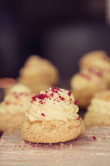 Cream puffs filled vanilla custard