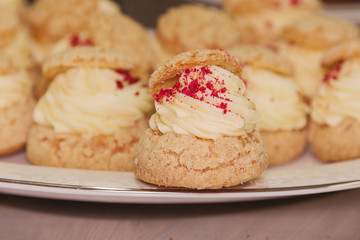 Cream puffs filled vanilla custard