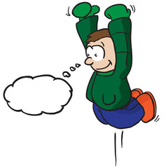 kid jump with thought bubble