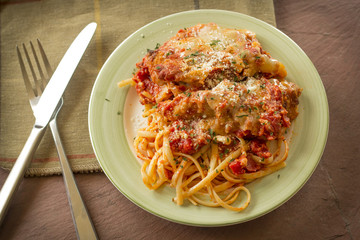 Chicken Parmesan with Linguine