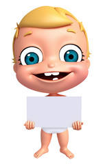 3D Render of baby with white board