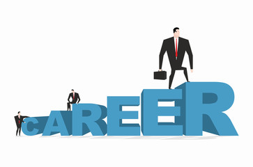 Career ladder. Career. Achieve improve on job. Businessman goes