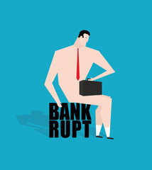 Businessman bankrupt, debtor. Sad businessman sitting on tax. Na