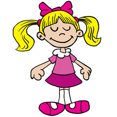 little girl in pink dress cartoon