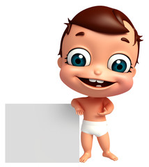3D Render of baby with white board