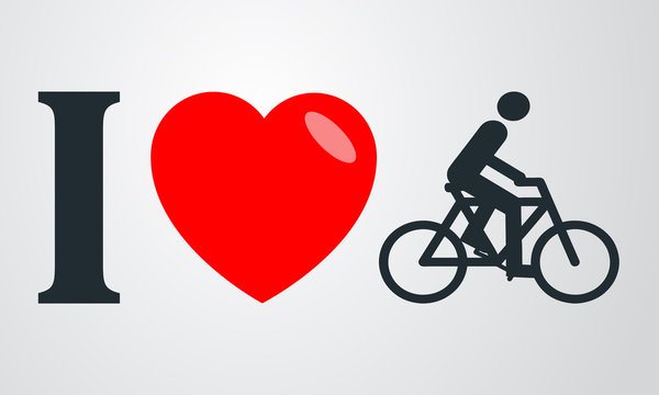 Icono plano i love ciclista en fondo degradado