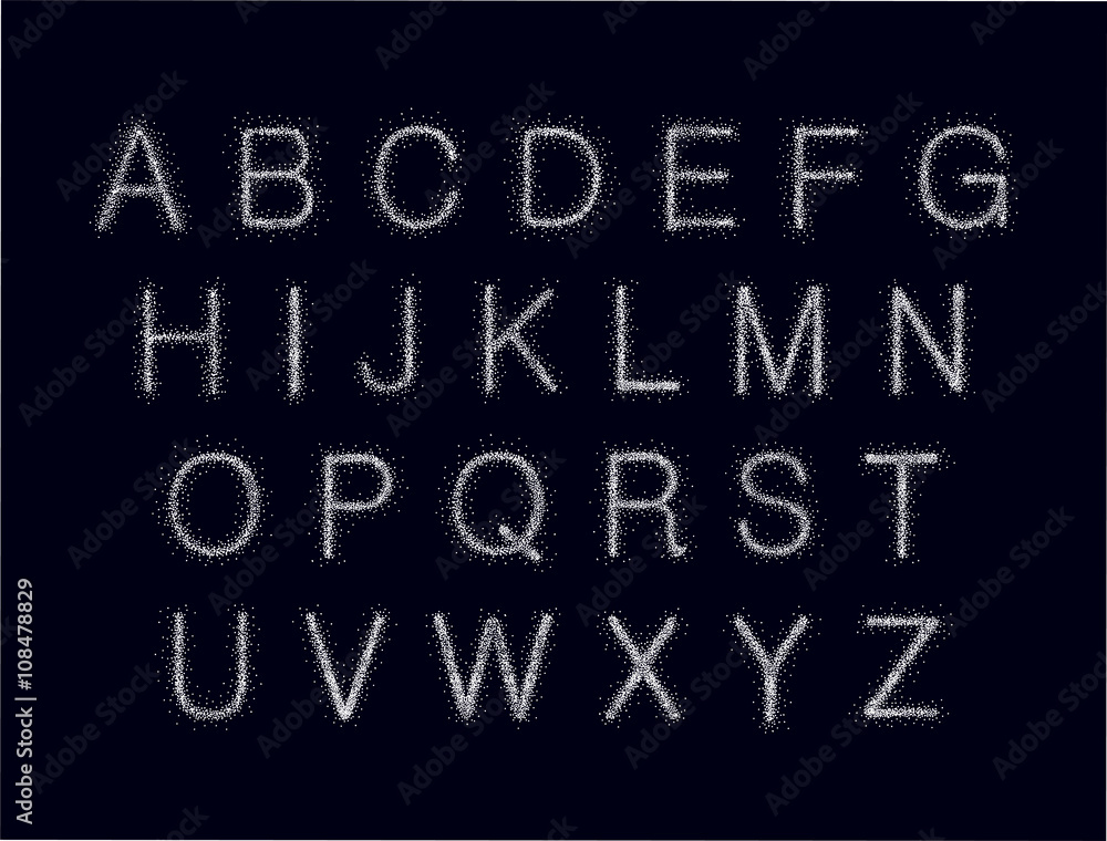 Fototapete abstract font with points. vector alphabet with dots effect letters