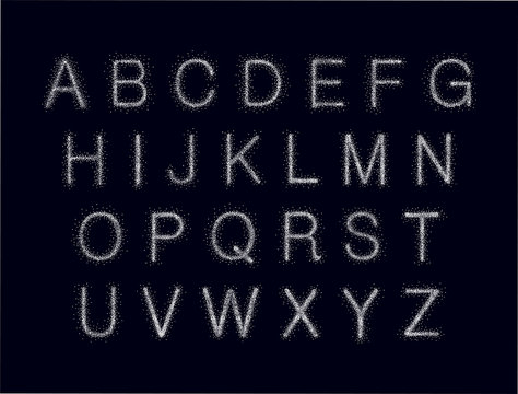 Abstract font with points. Vector alphabet with dots effect letters