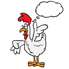 rooster with thought bubble