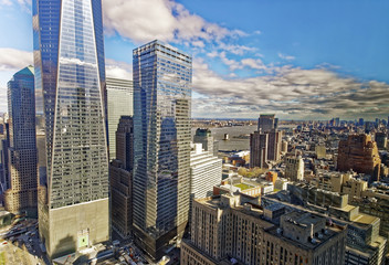 Fototapeta na wymiar Aerial view on Lower Manhattan New York and Jersey City