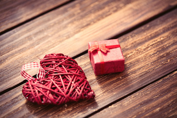 heart and gift on the table