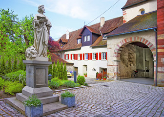 Entrance to Benedictine St Mary and Mark Abbey in Reichenau