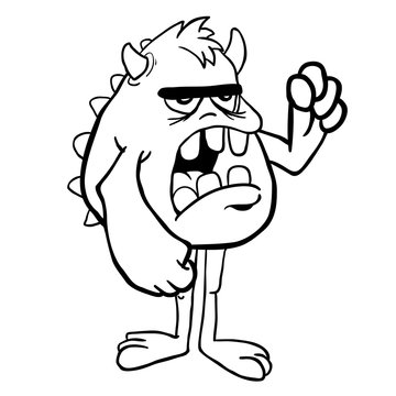 simple black and white angry monste