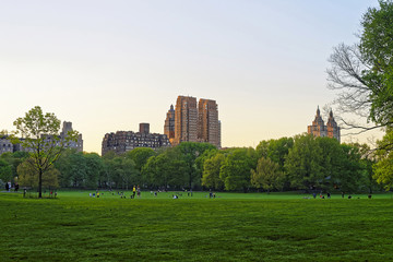 Fototapeta na wymiar Uptown Manhattan skyline in Central Park West