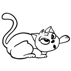 simple black and white cat cartoon